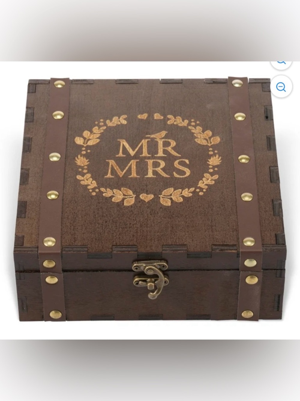 Wedding Keepsake Wooden Box - MR / MRS - with lid and lock